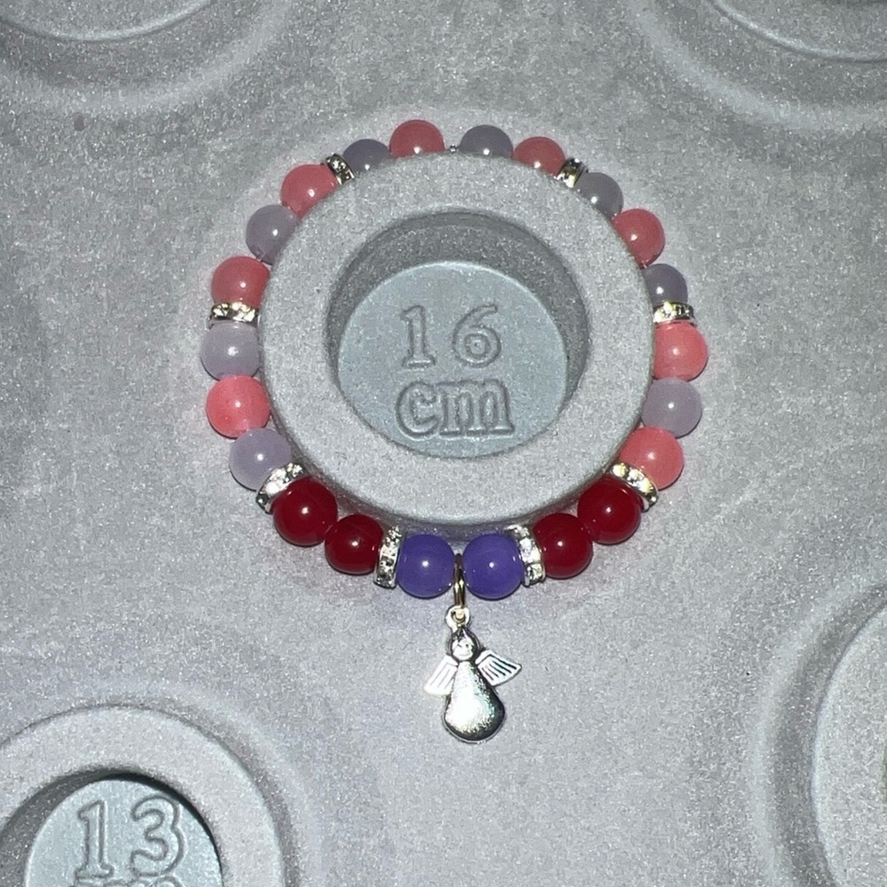 Elegant Multicolor Beaded Bracelet with Angel Charm